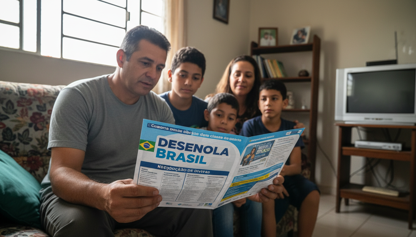 Família brasileira analisa detalhes do programa Desenrola Brasil